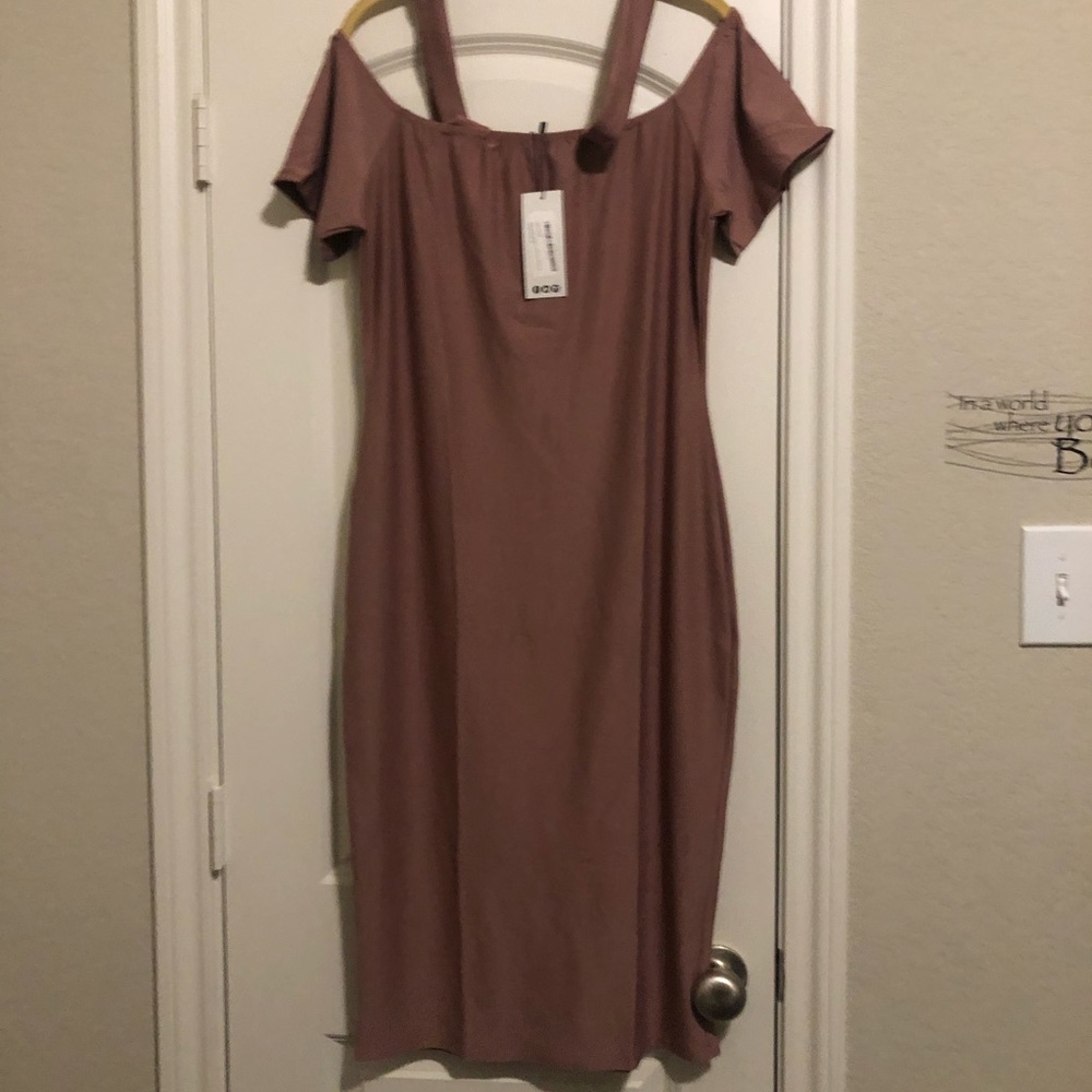 Boohoo Plus Jenna Strappy Neck MIDI Bodycon Dress - Rose US size 16